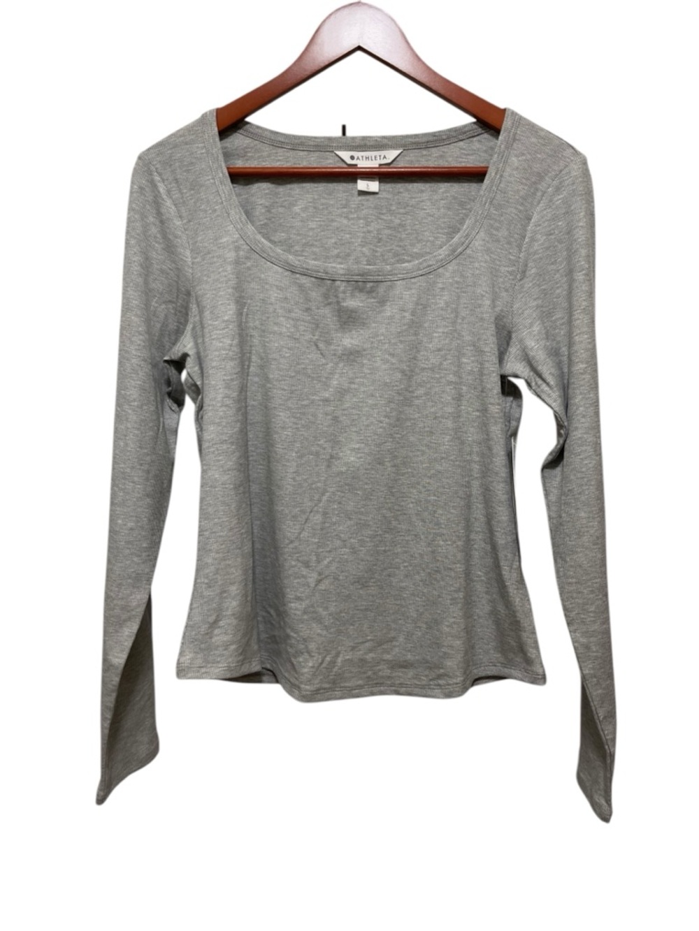 Athleta Women’s Size LG Crew Neck Long Sleeve Top Gray Modal - Picture 5 of 14